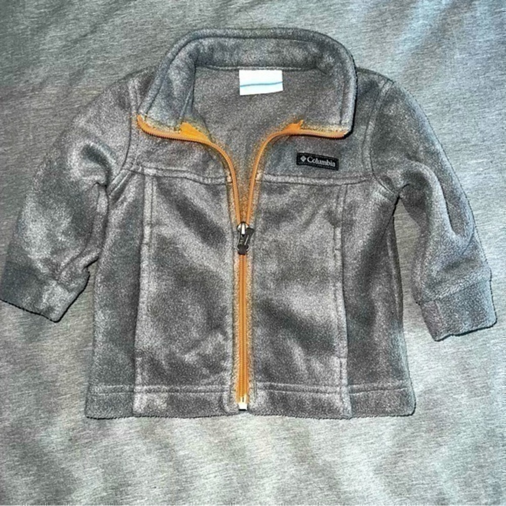 Gray $ Orange Fleece Columbia Zip Up Jacket 6-12 Months Unisex